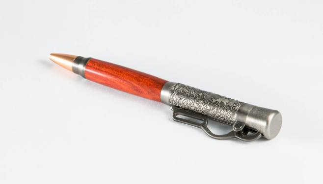$60 Lever Action pen with antique pewter and Redheart wood.