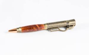 Antique Brass Lever pen with Molten Earth acrylic